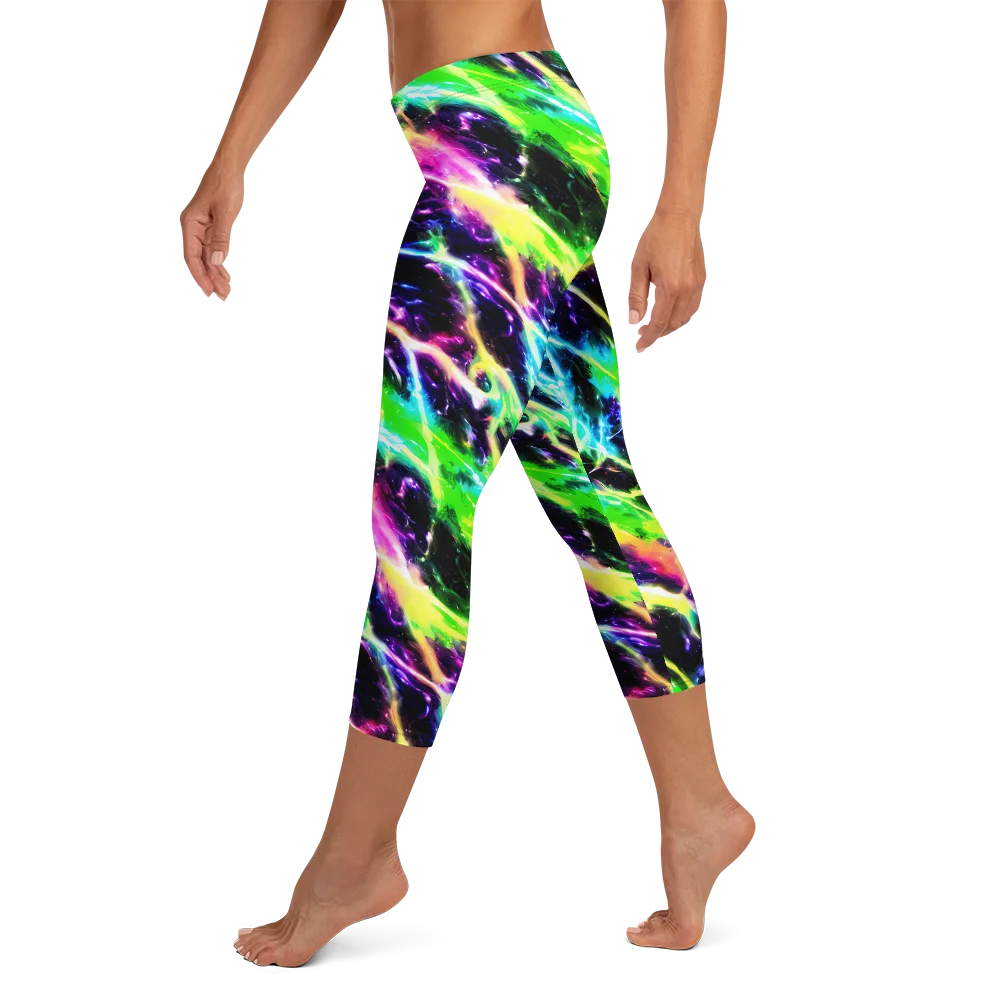 Chromatic Surge on Capri Leggings — Left