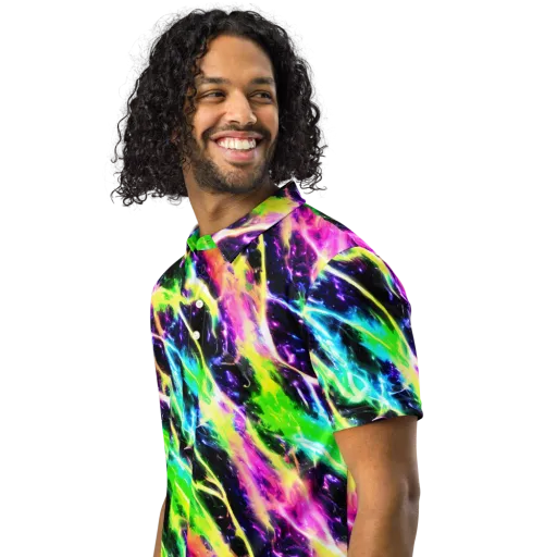 Chromatic Surge on a Men's Slim Fit Polo Shirt