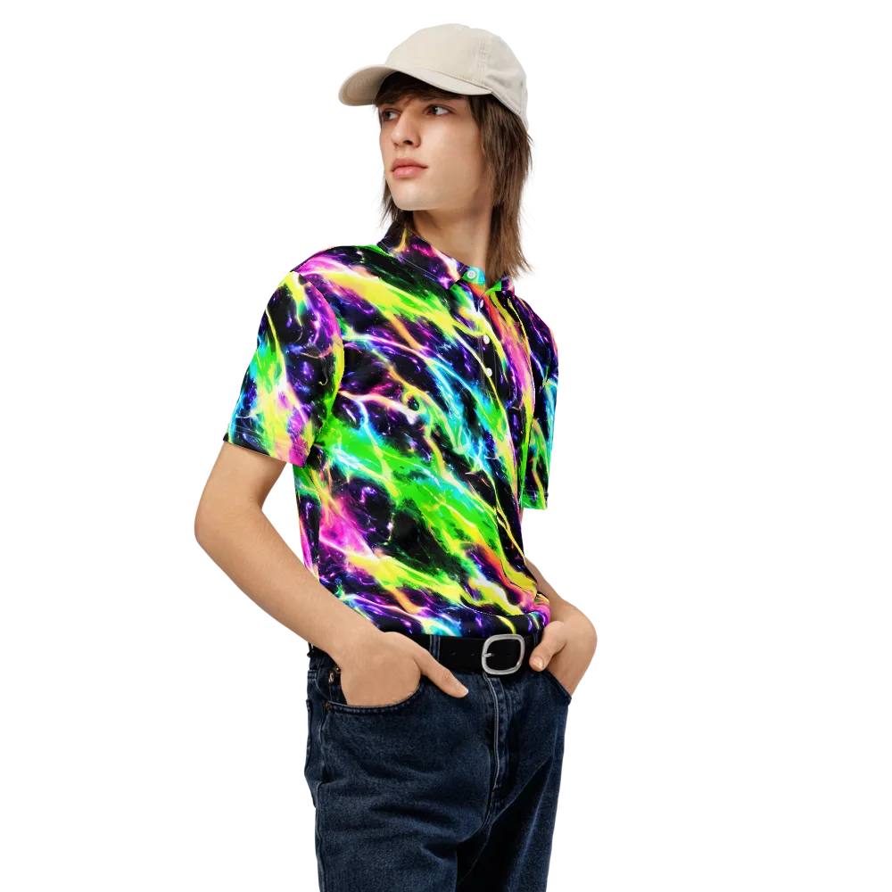 Chromatic Surge on Men's Slim Fit Polo Shirt — Right Front