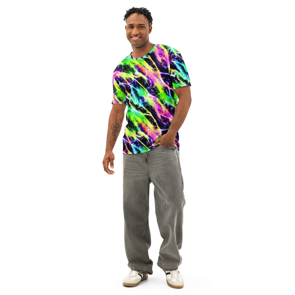 Chromatic Surge on Men's Cotton Crew Neck T-Shirt — Front