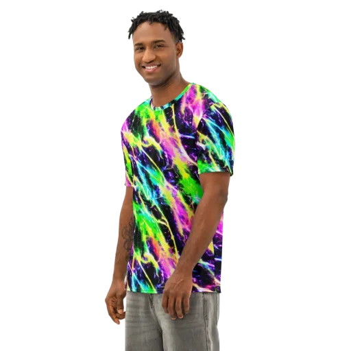 Chromatic Surge on a Men's Cotton Crew Neck T-Shirt