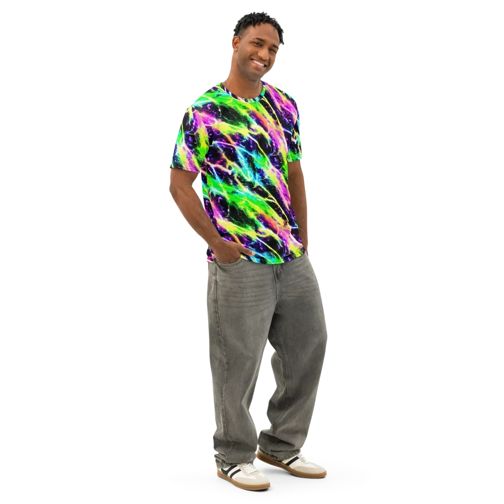 Chromatic Surge on Men's Cotton Crew Neck T-Shirt — Right Front