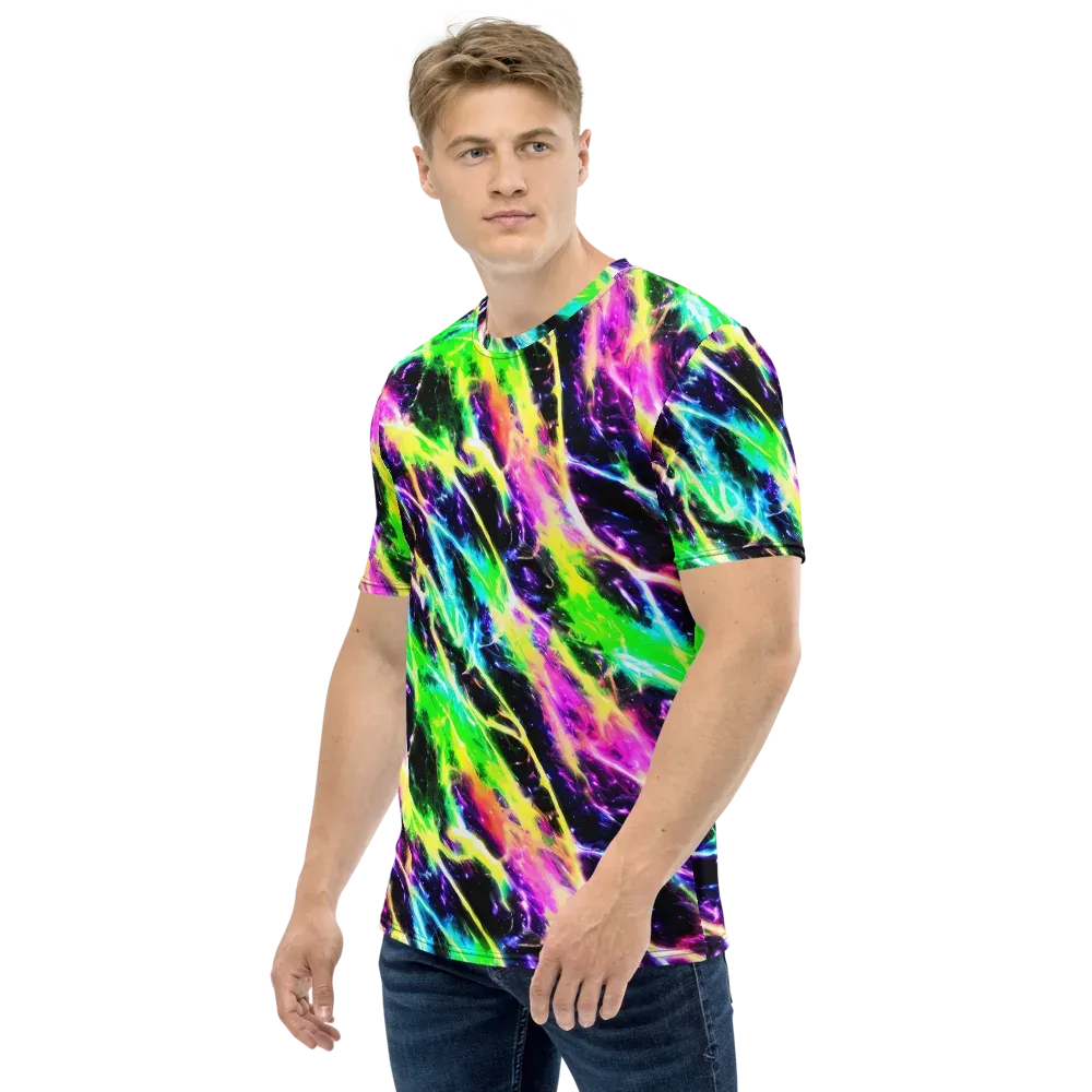 Chromatic Surge on Men's Crew Neck T-Shirt — Left