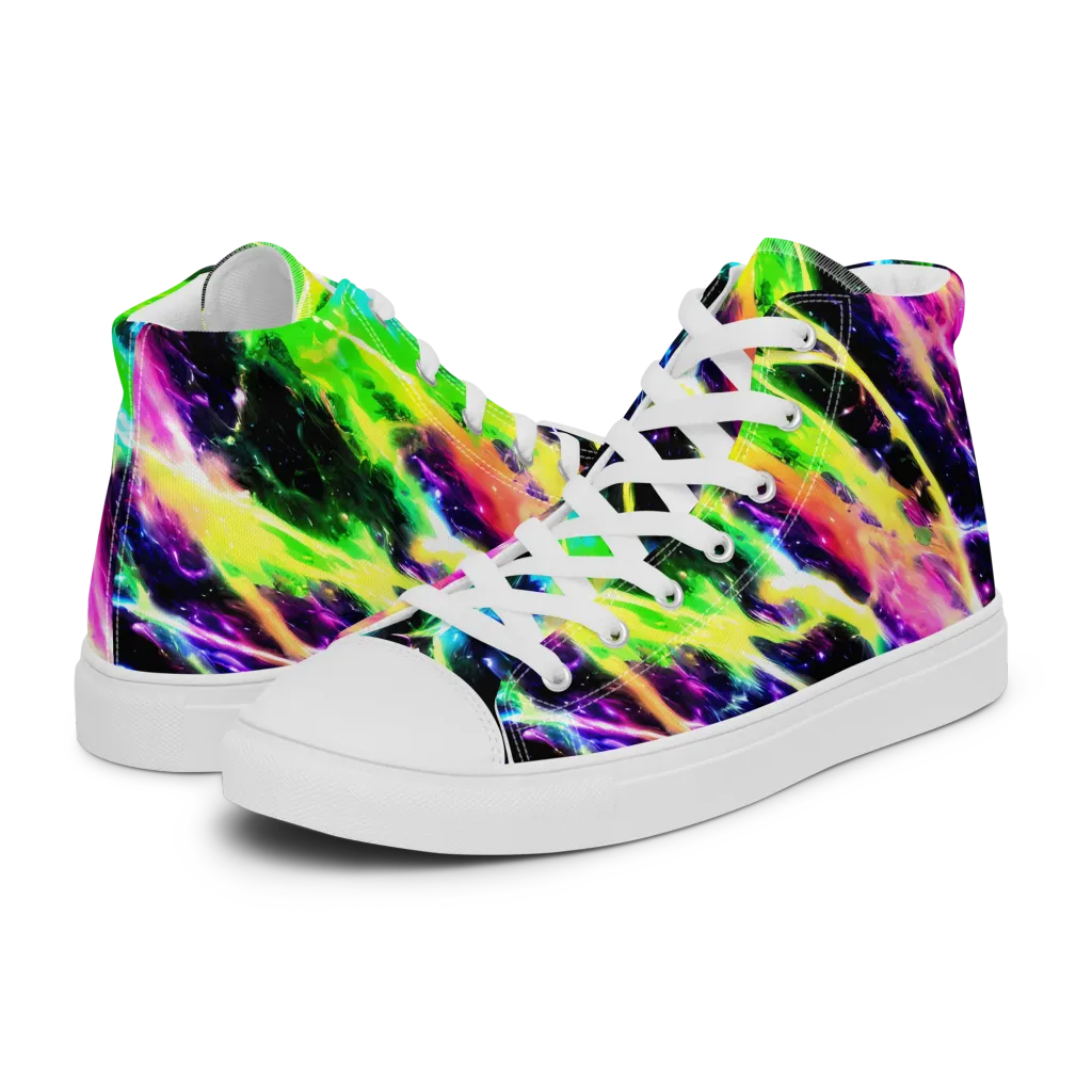 Chromatic Surge on Men's High Top Canvas Shoes — Left