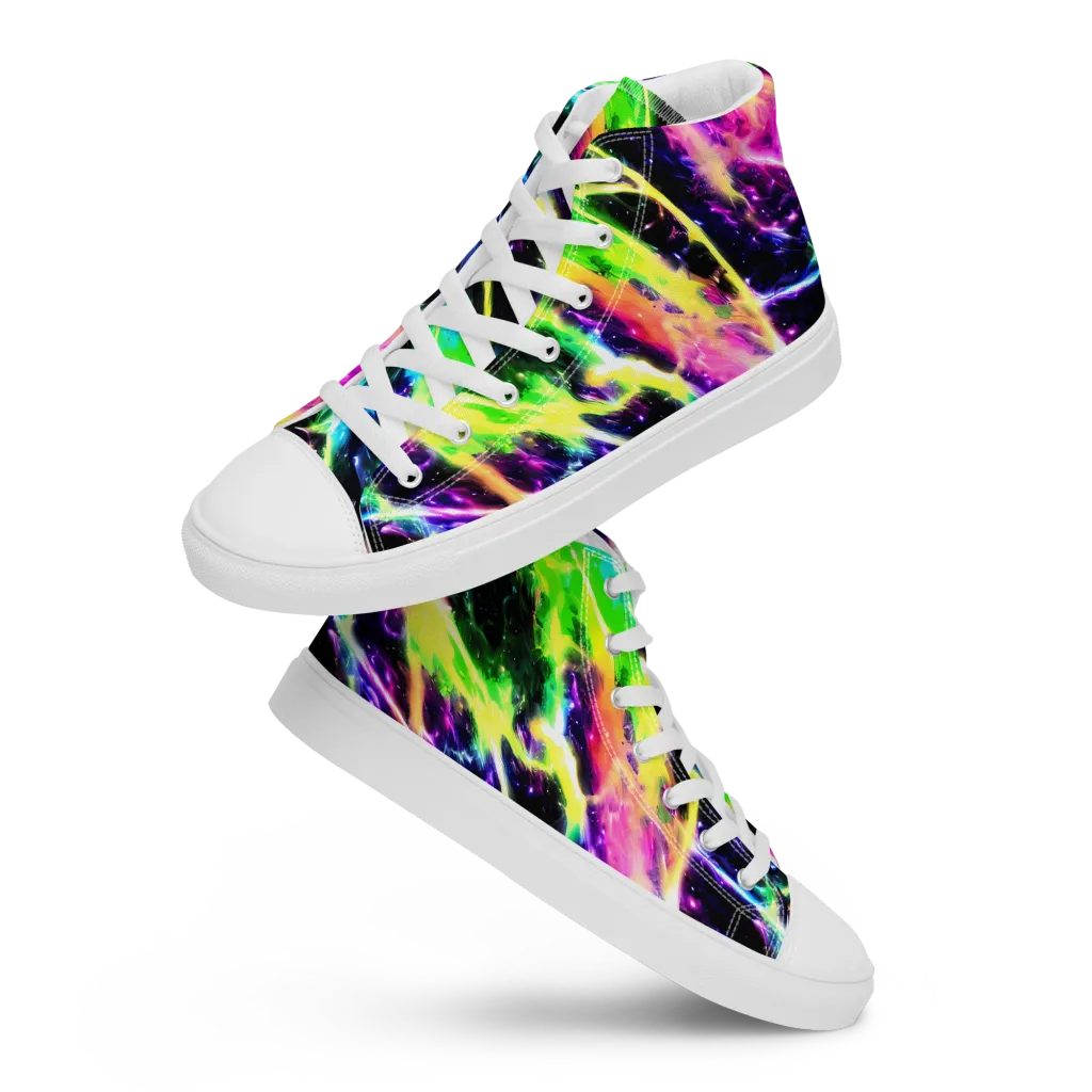 Chromatic Surge on Men's High Top Canvas Shoes — Front