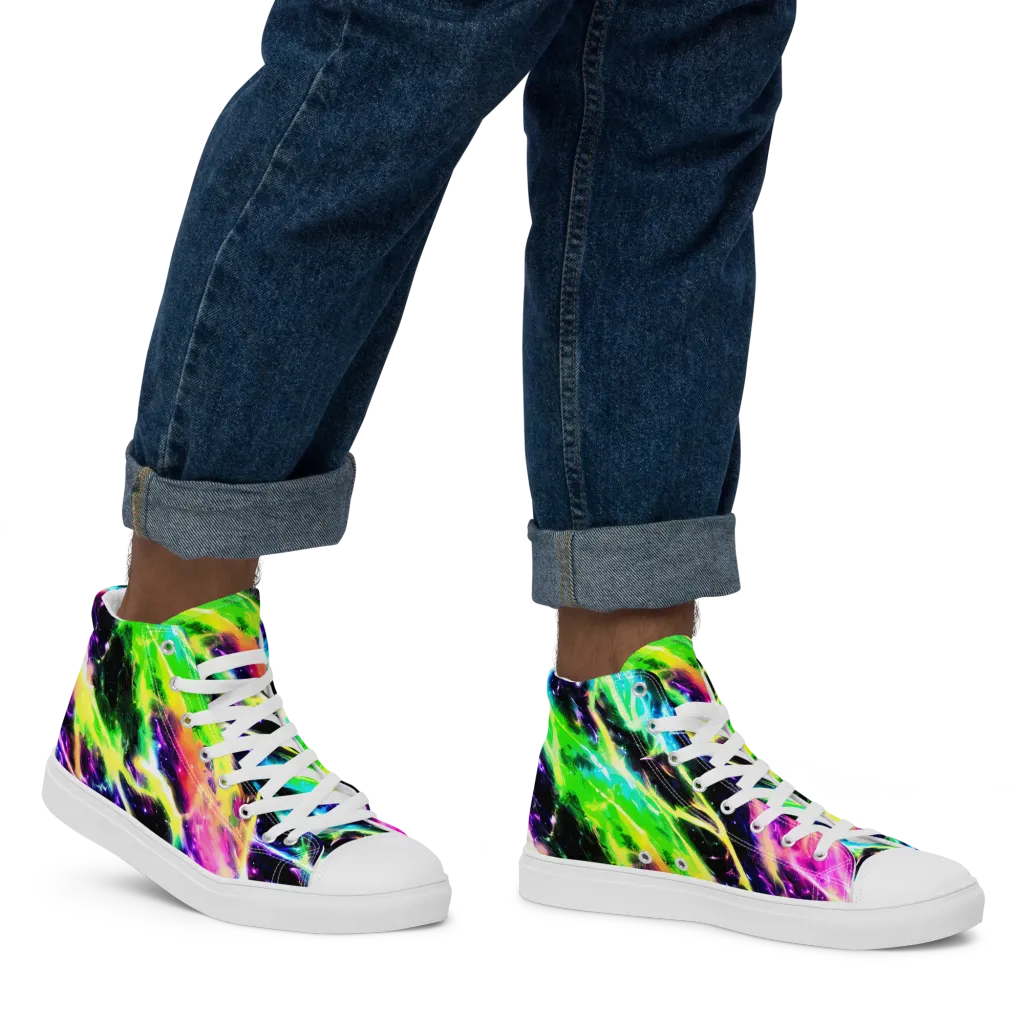 Chromatic Surge on Men's High Top Canvas Shoes — Right