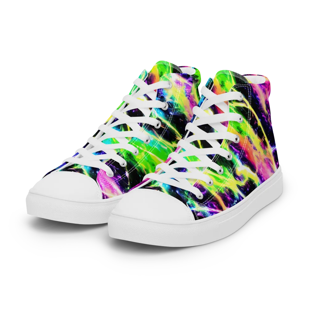 Chromatic Surge on Women's High Top Canvas Shoes — Left Front