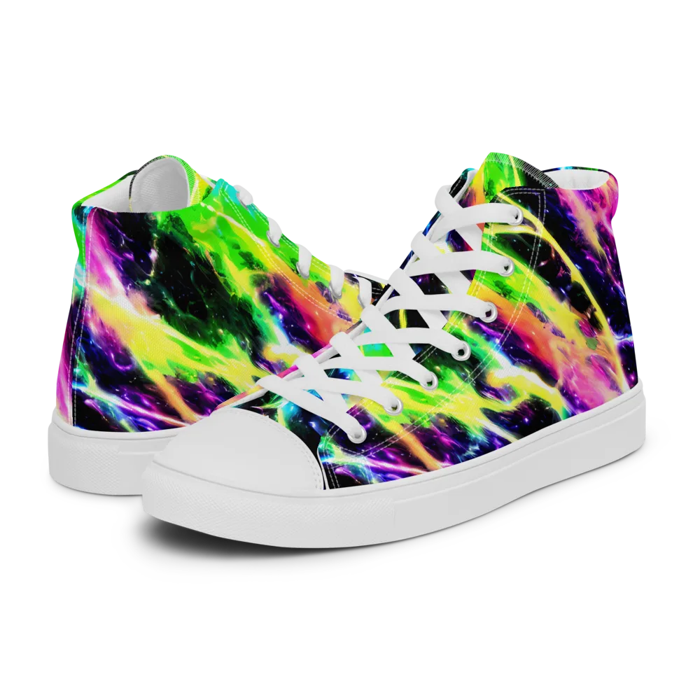 Chromatic Surge on Women's High Top Canvas Shoes — Left