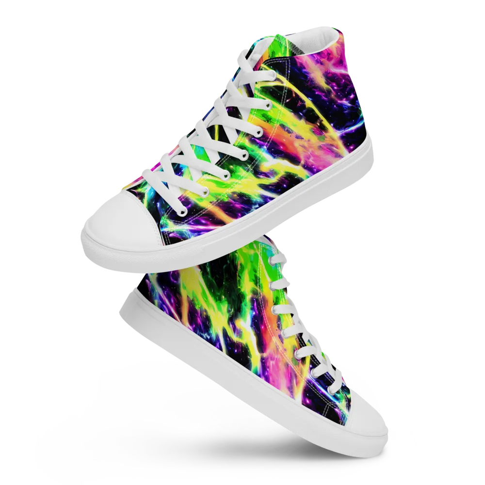 Chromatic Surge on Women's High Top Canvas Shoes — Front