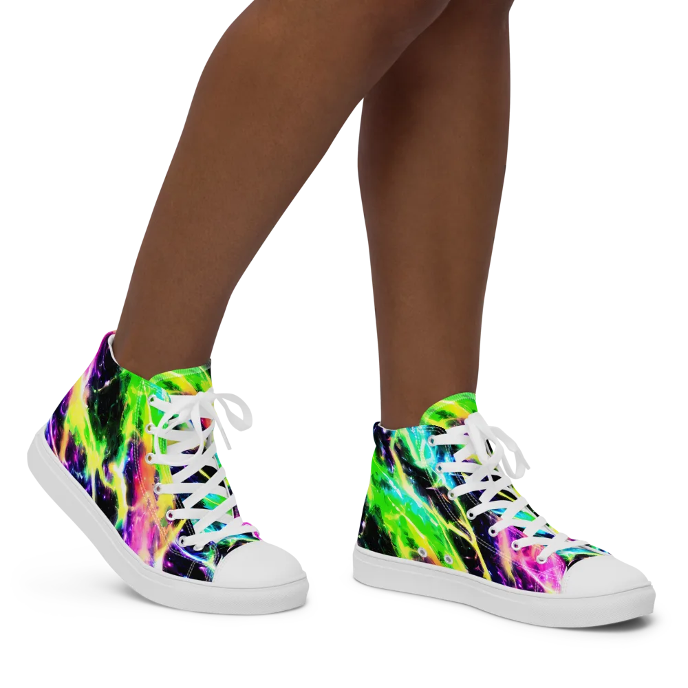 Chromatic Surge on Women's High Top Canvas Shoes — Right