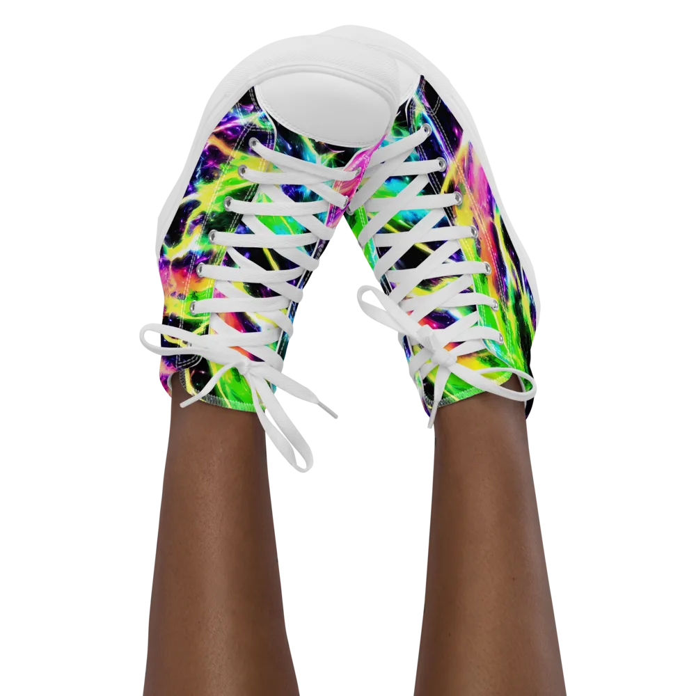 Chromatic Surge on Women's High Top Canvas Shoes — Front