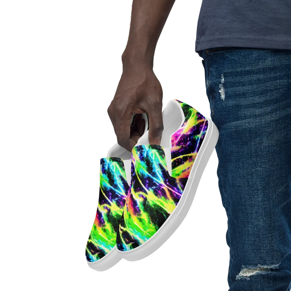 Chromatic Surge on Men's Slip-On Canvas Shoes — Left Front
