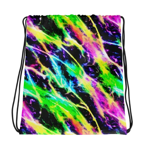 Chromatic Surge on a Drawstring Bag