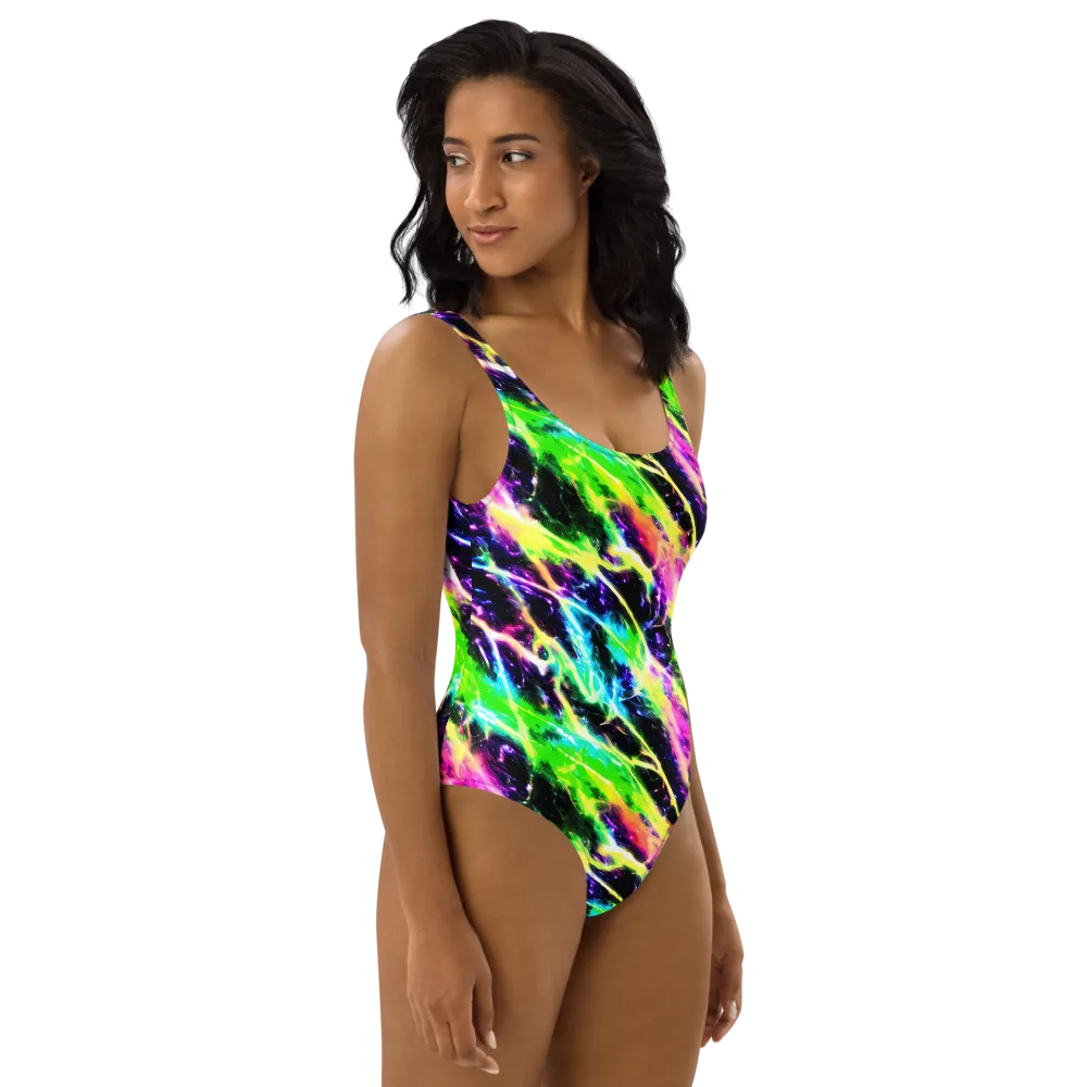 Chromatic Surge on One-Piece Swimsuit — Right