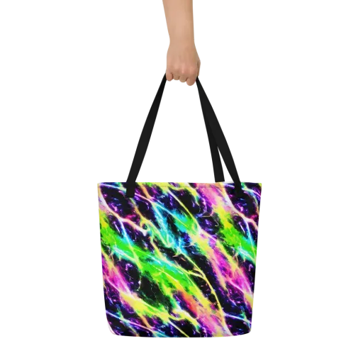 Chromatic Surge on a Large Tote Bag W/ Pocket
