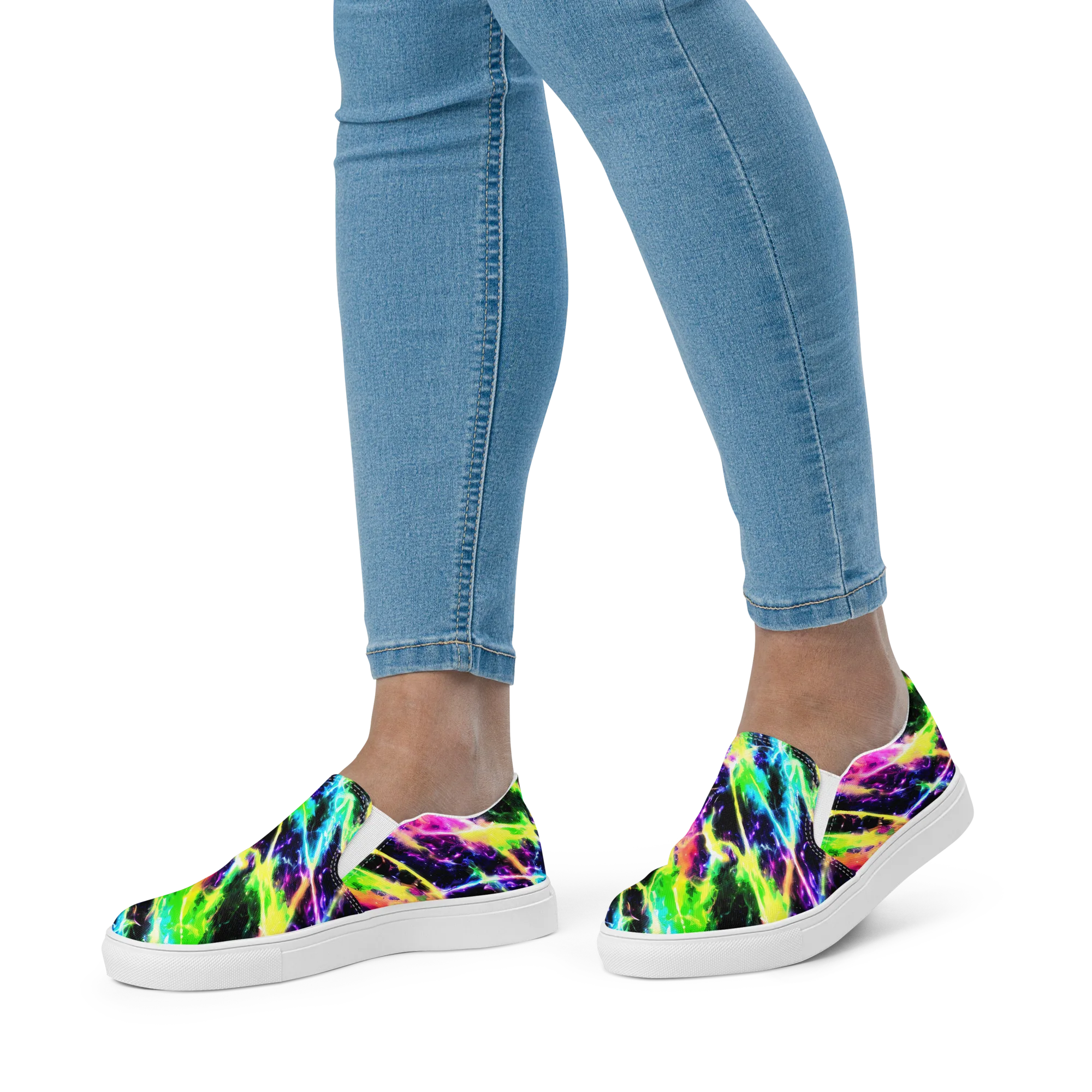 Chromatic Surge on Women's Slip-On Canvas Shoes — Front