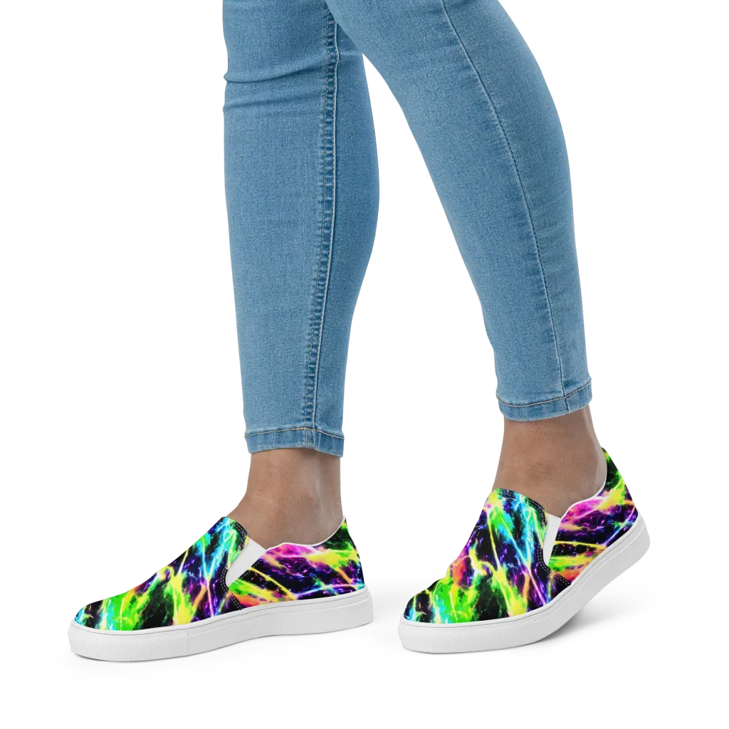 Chromatic Surge on Women's Slip-On Canvas Shoes — Front