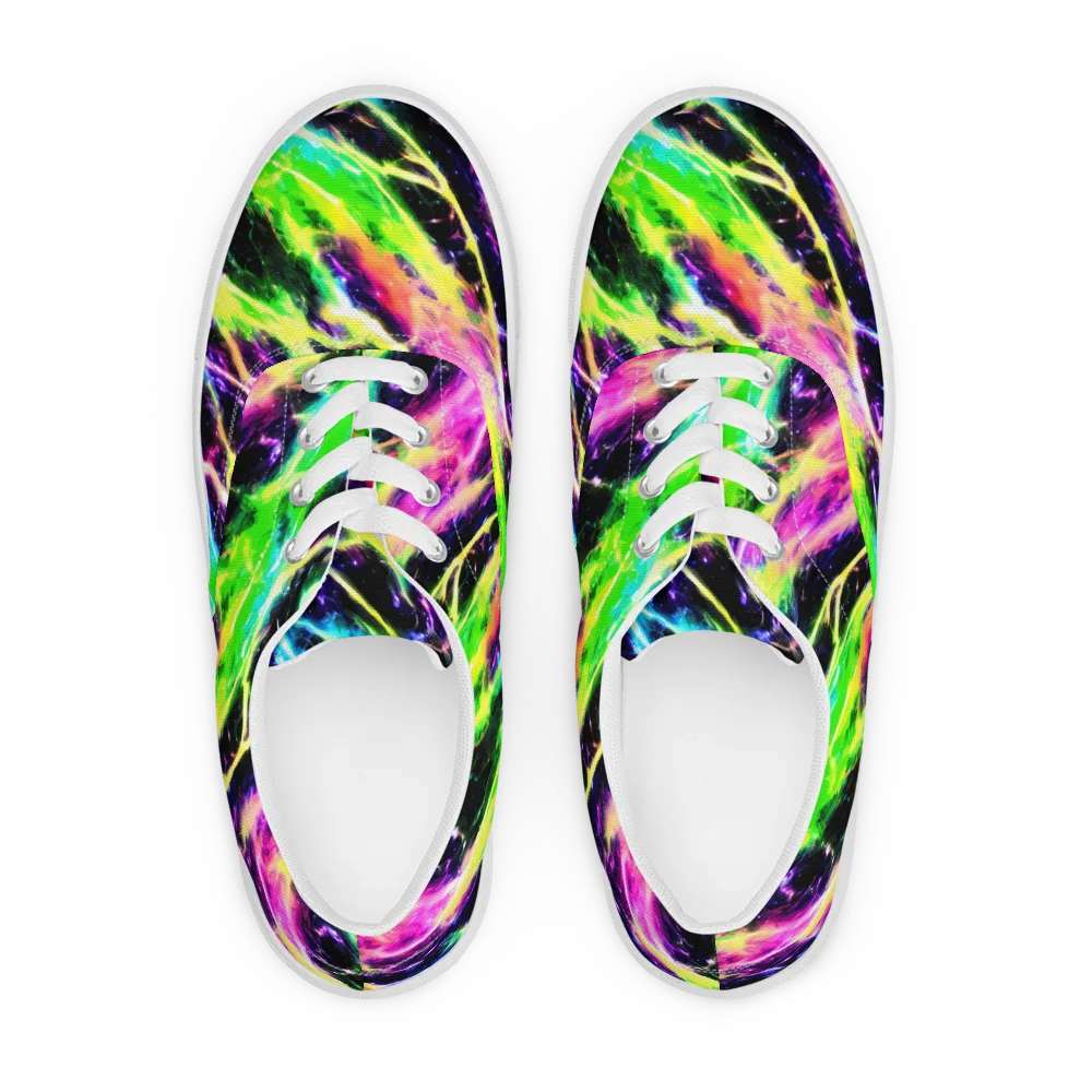 Chromatic Surge on Men's Lace-Up Canvas Shoes — Front