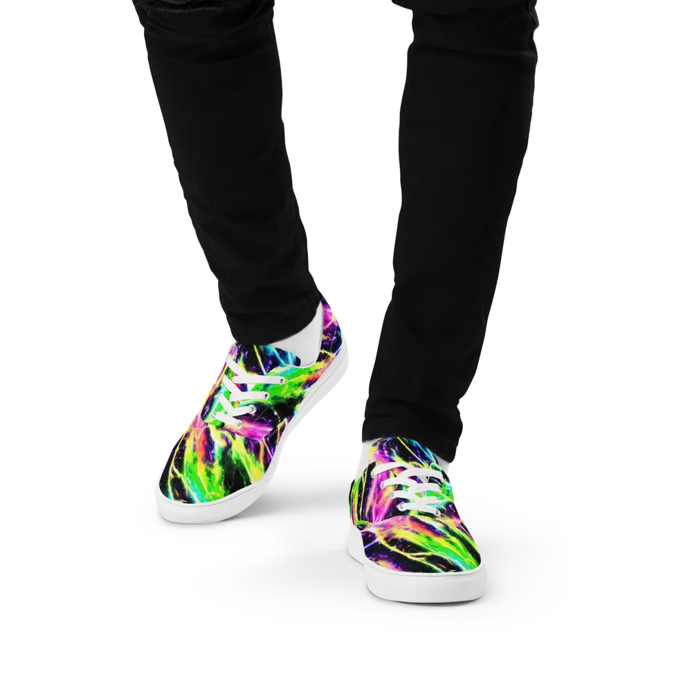 Chromatic Surge on Men's Lace-Up Canvas Shoes — Front