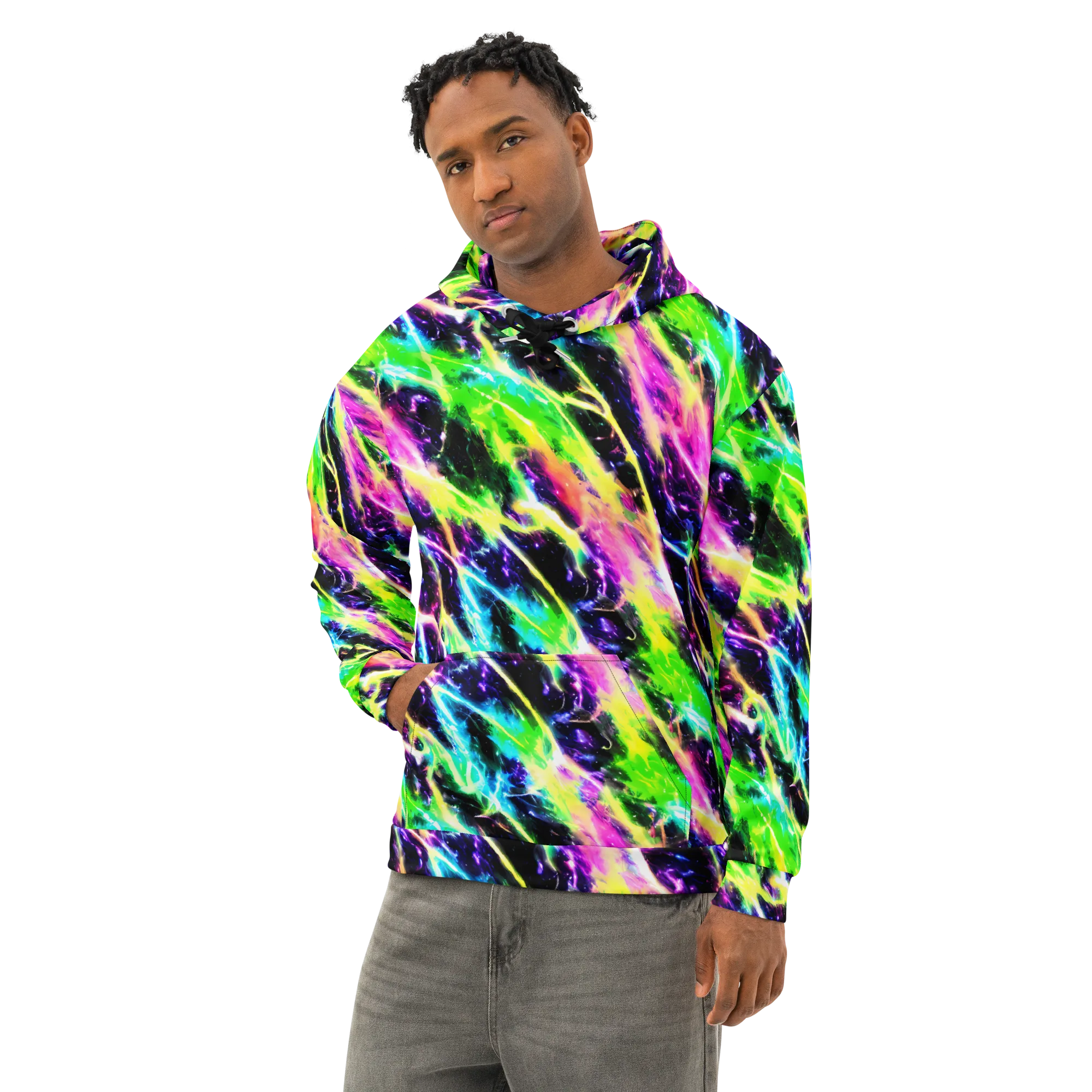 Chromatic Surge on Cotton Hoodie — Left Front
