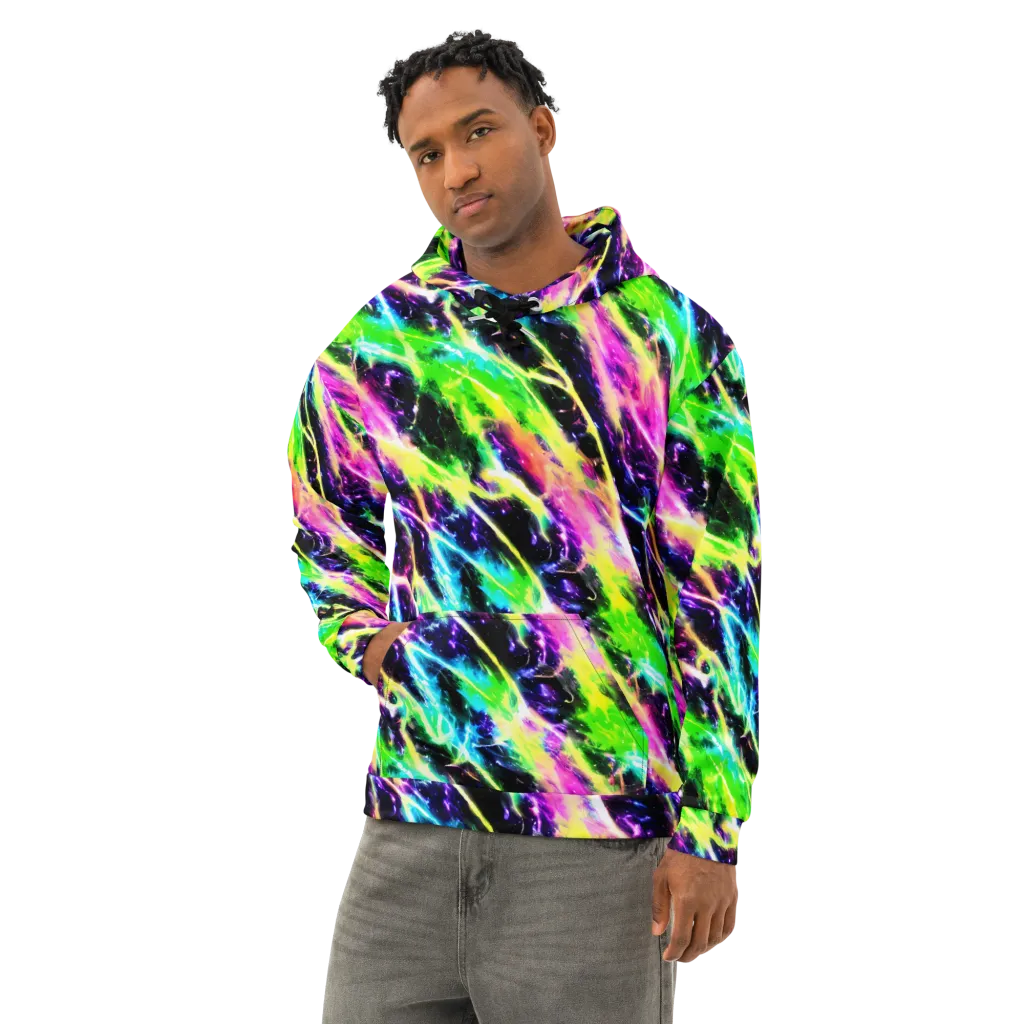 Chromatic Surge on Cotton Hoodie — Left Front
