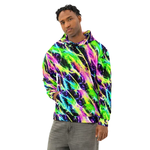 Chromatic Surge on a Cotton Hoodie