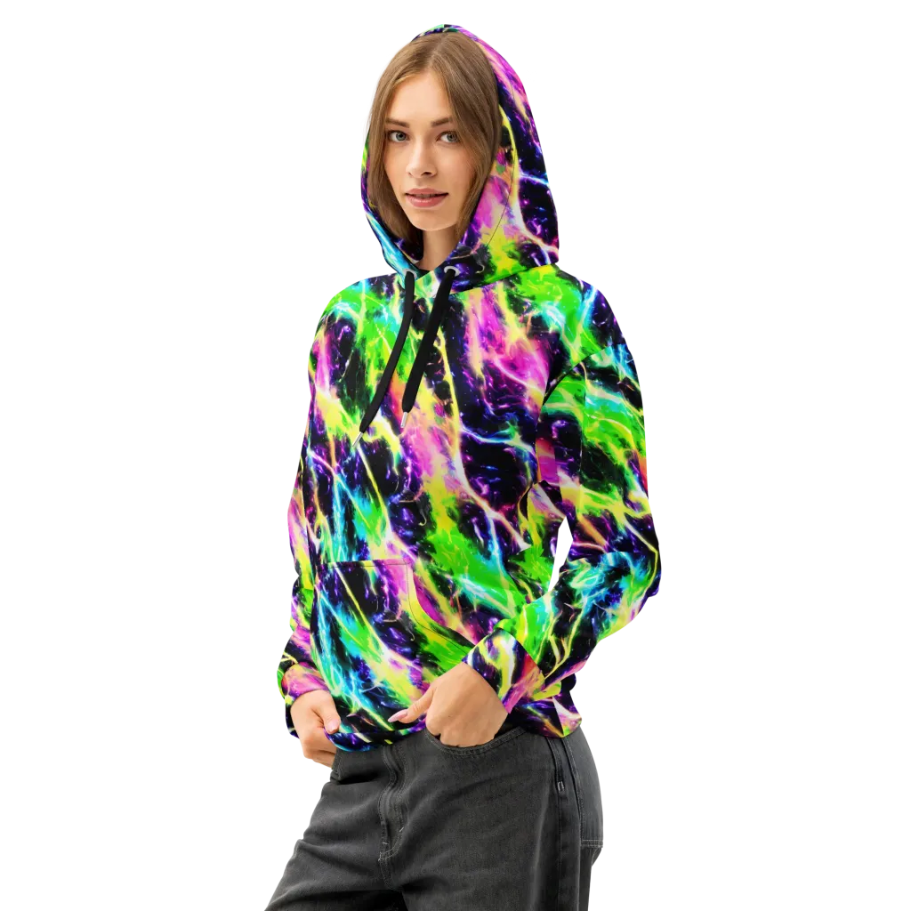 Chromatic Surge on Cotton Hoodie — Left Front