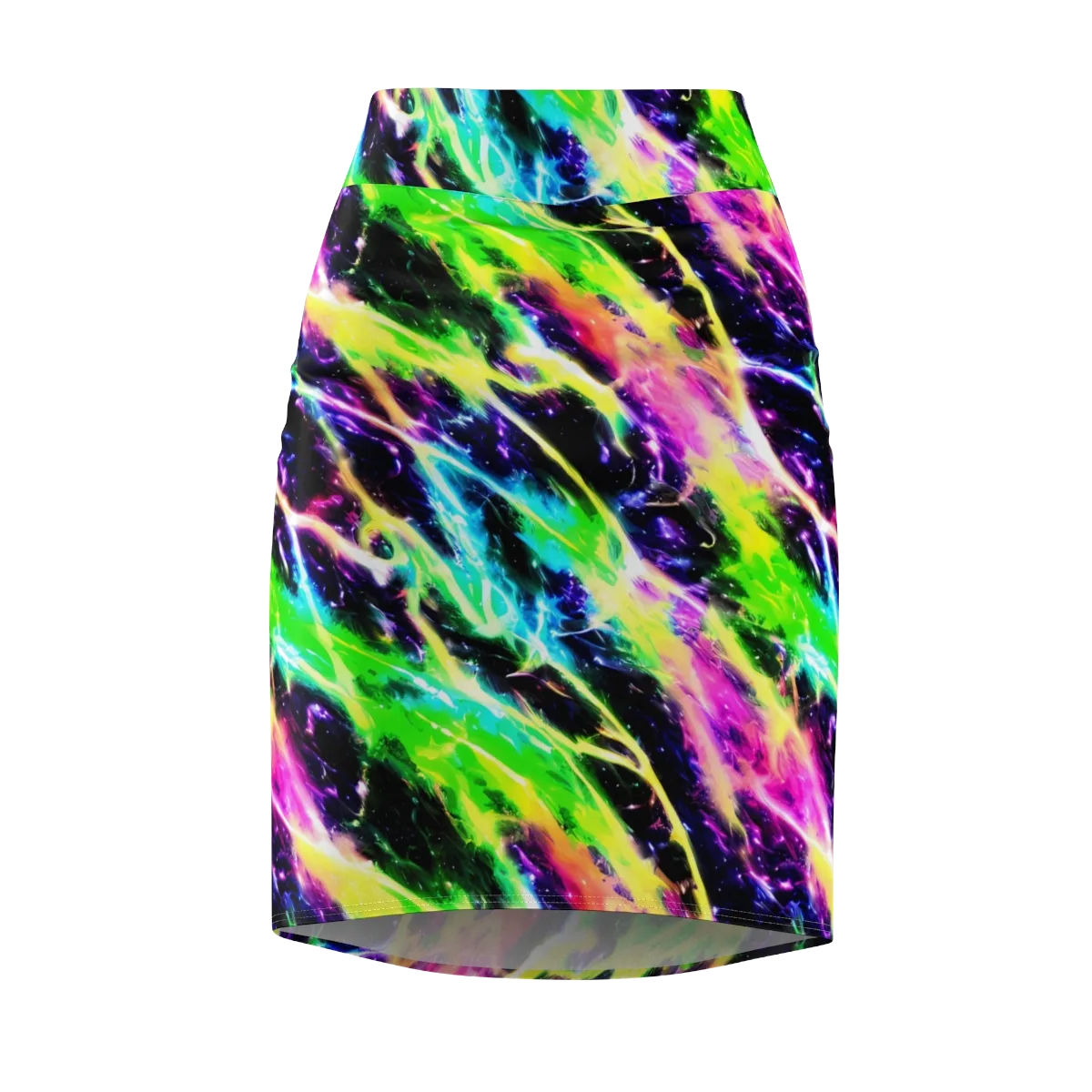 Chromatic Surge on Pencil Skirt — Front