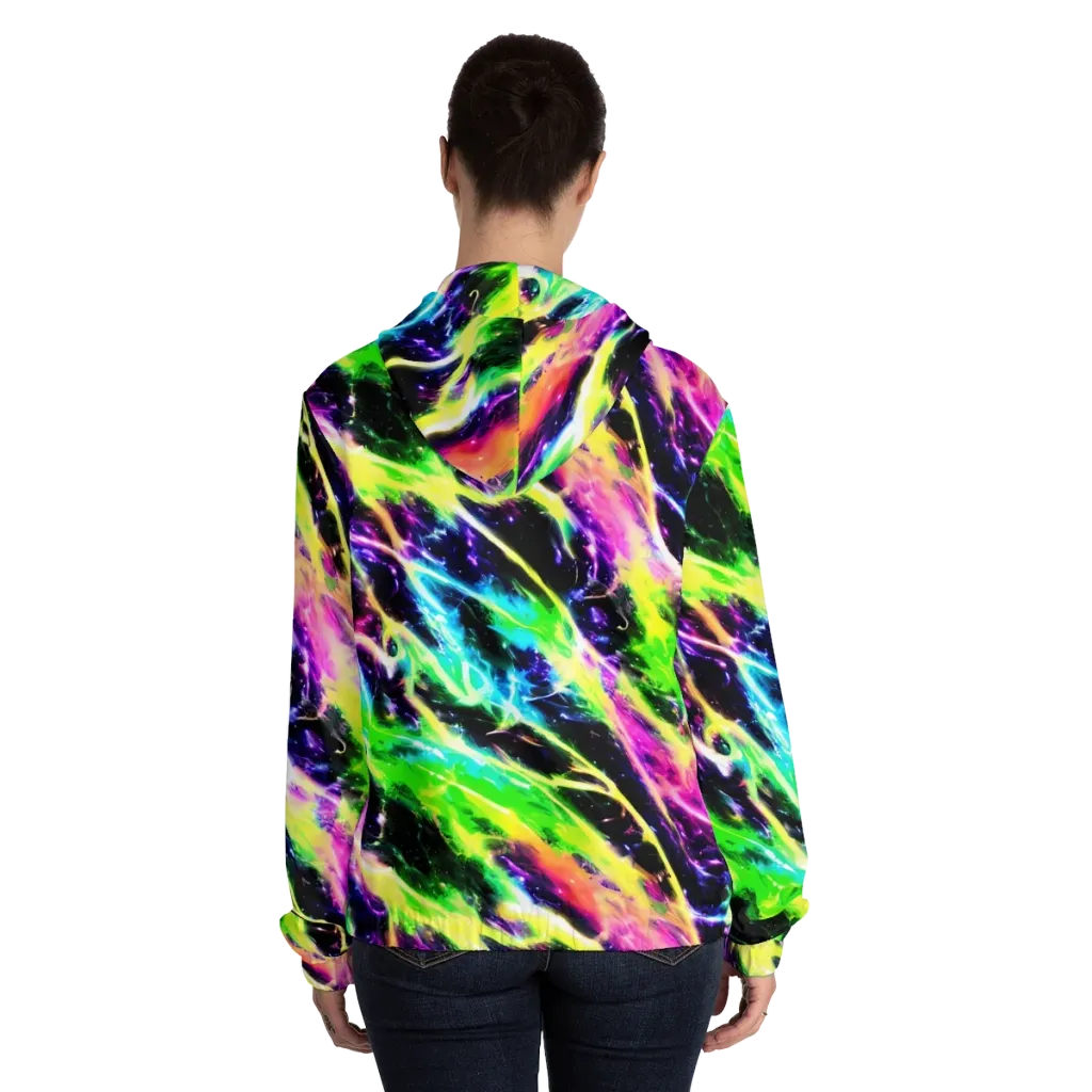 Chromatic Surge on Women's Full-Zip Hoodie — Back On Person