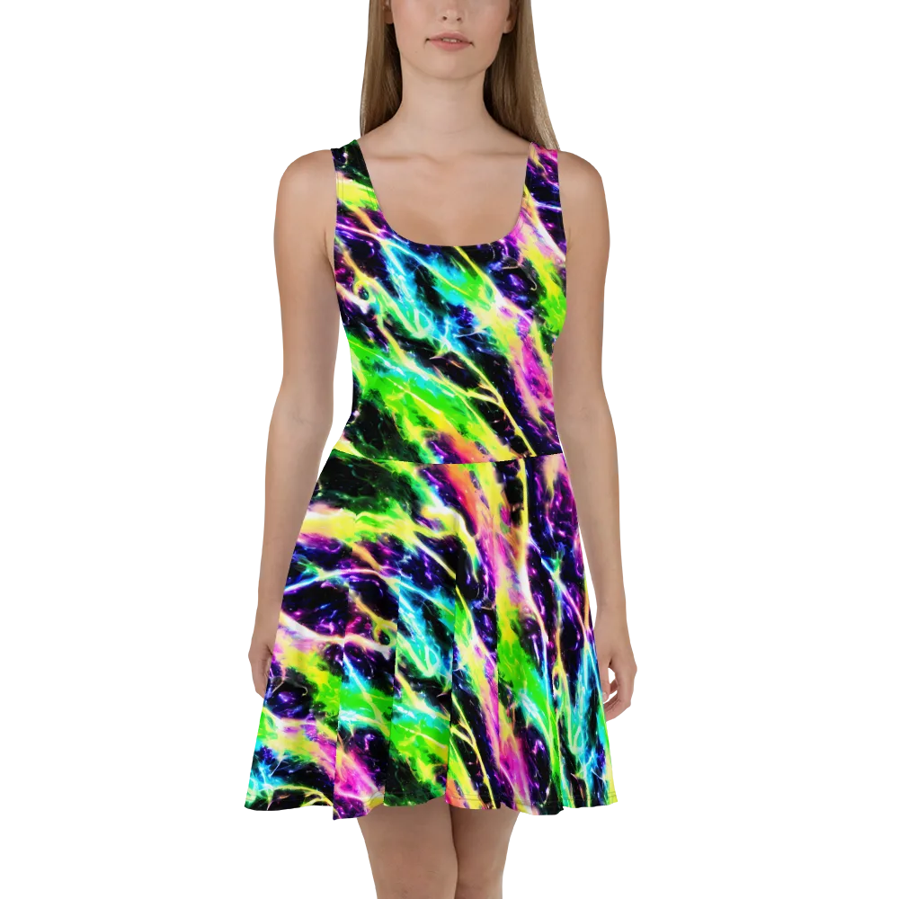 Chromatic Surge on Skater Dress — Front