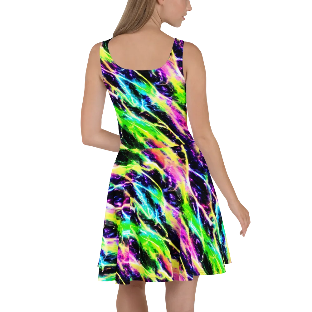 Chromatic Surge on Skater Dress — Back