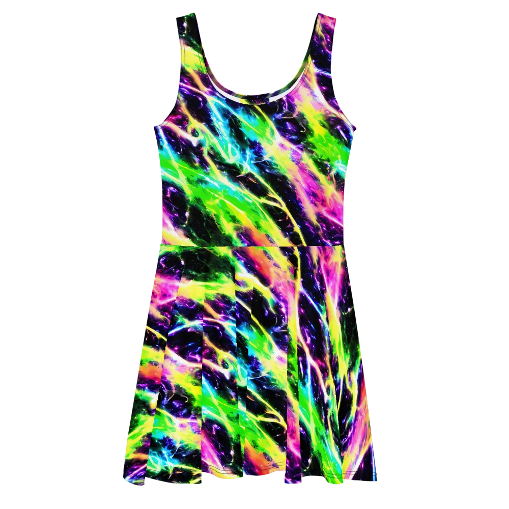 Chromatic Surge on Skater Dress — Front