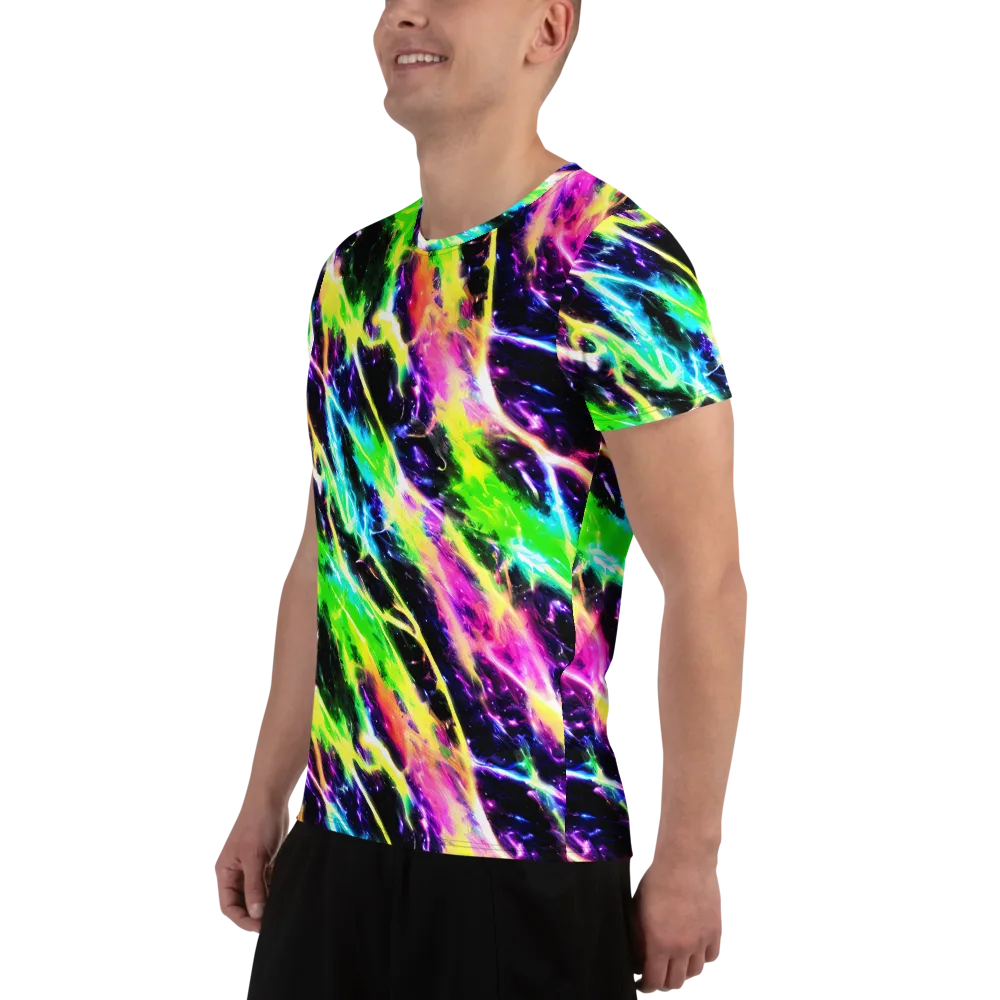 Chromatic Surge on Men's Athletic T-Shirt — Left