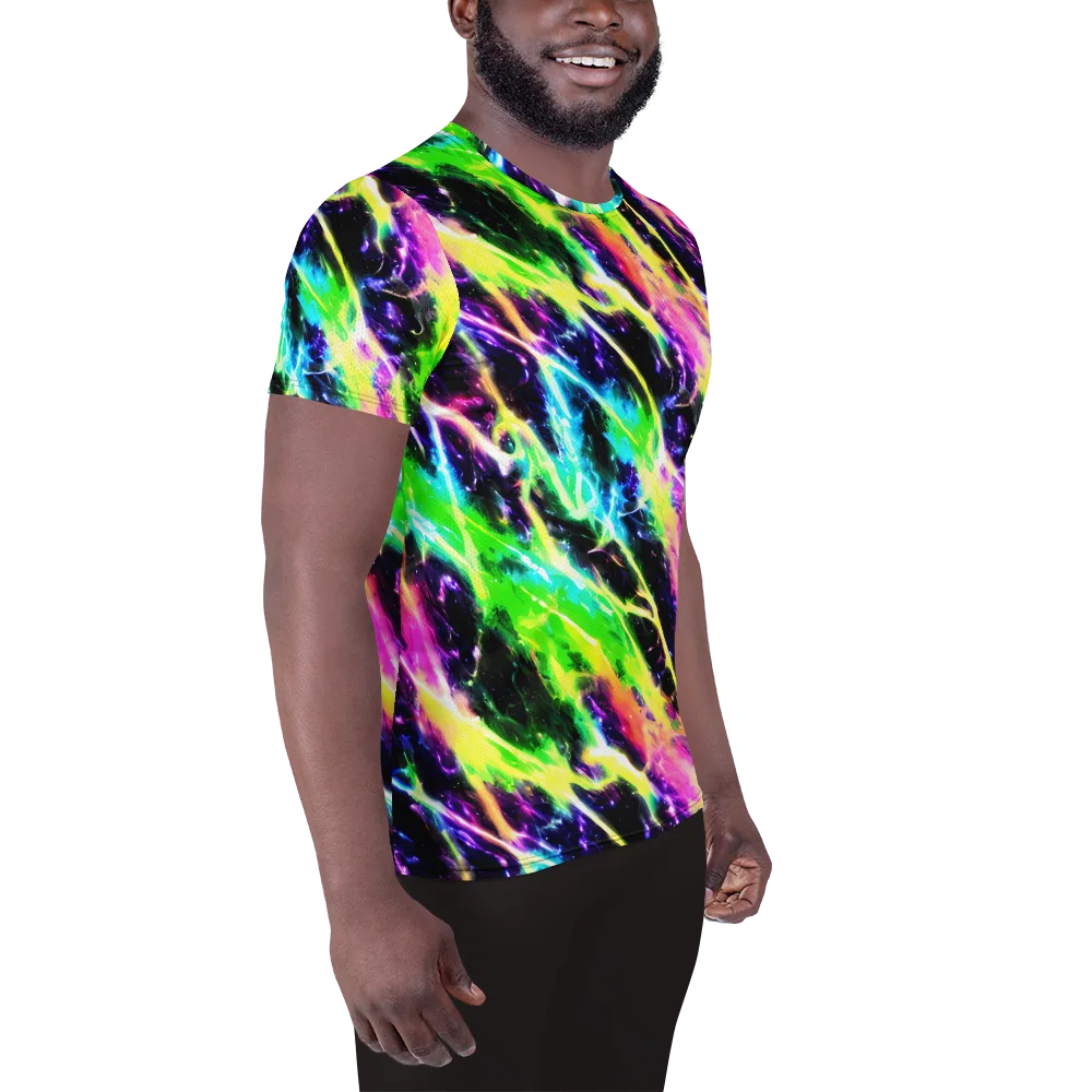 Chromatic Surge on Men's Athletic T-Shirt — Right