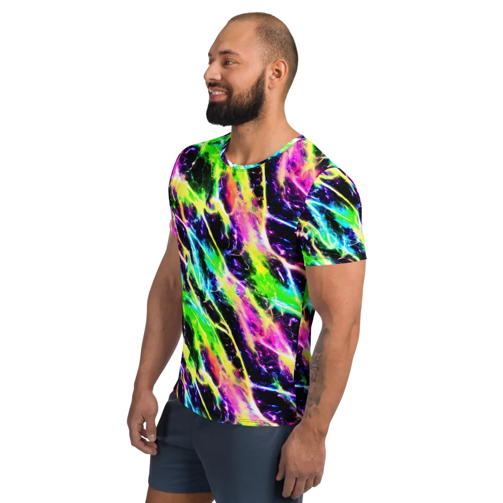 Chromatic Surge on Men's Athletic T-Shirt — Left