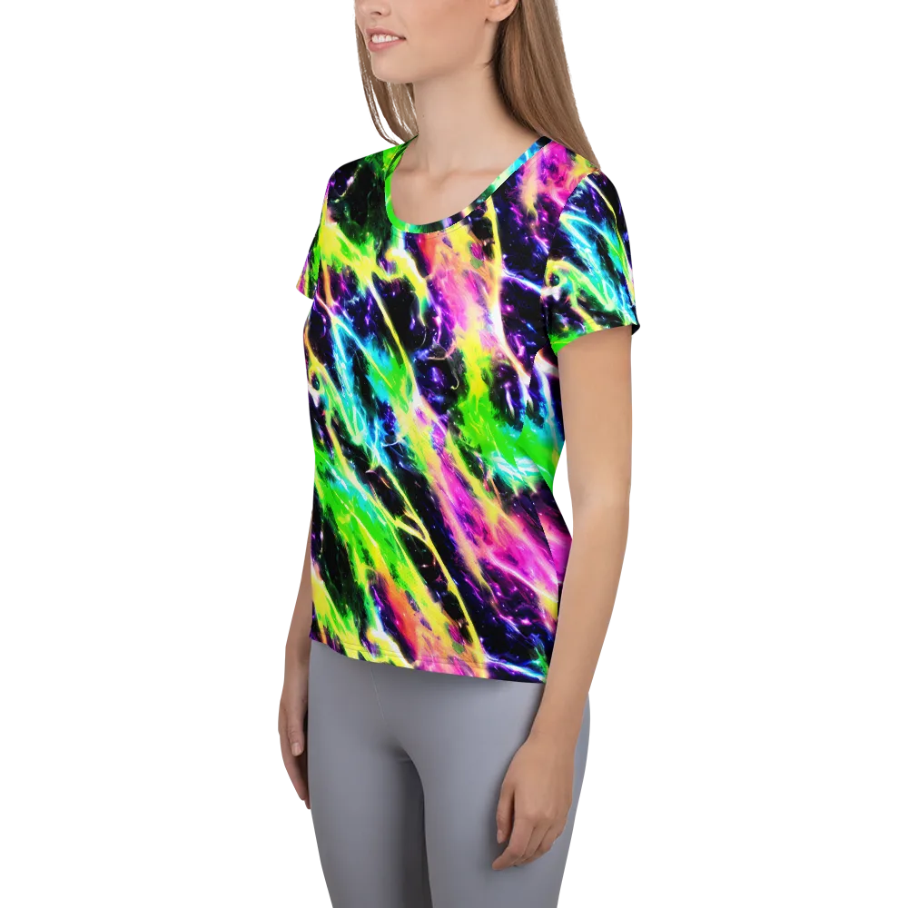 Chromatic Surge on Women's Athletic T-Shirt — Left