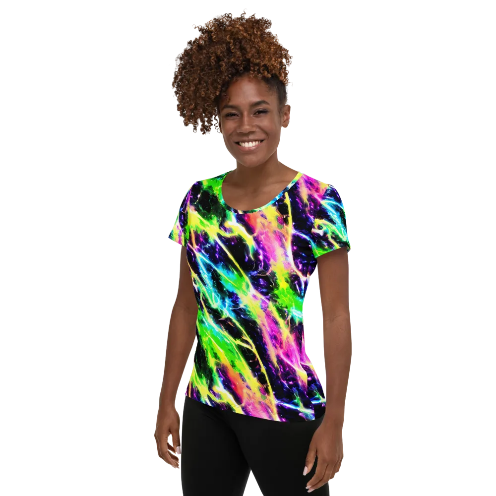 Chromatic Surge on Women's Athletic T-Shirt — Left