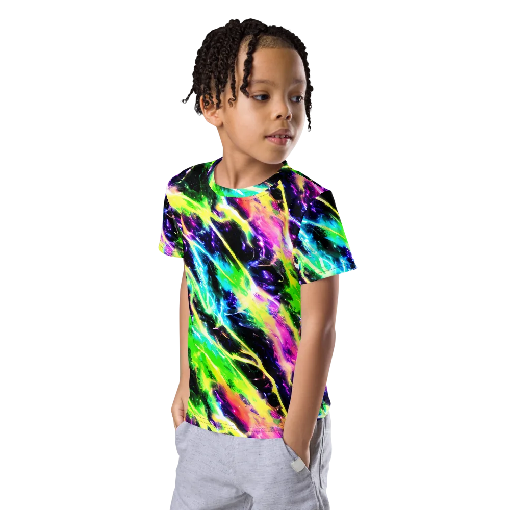 Chromatic Surge on Kids Crew Neck T-Shirt — Left Front