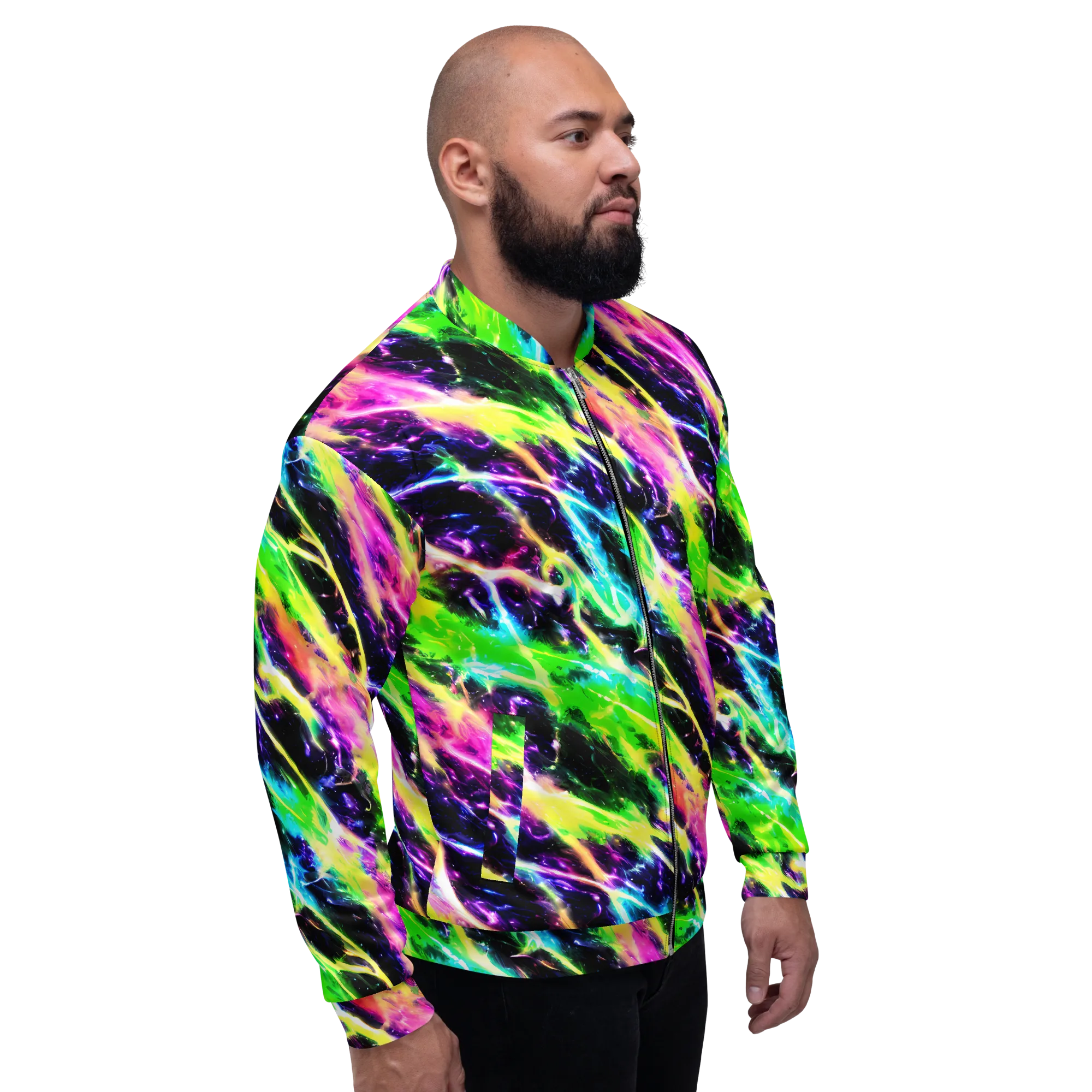 Chromatic Surge on Bomber Jacket — Right