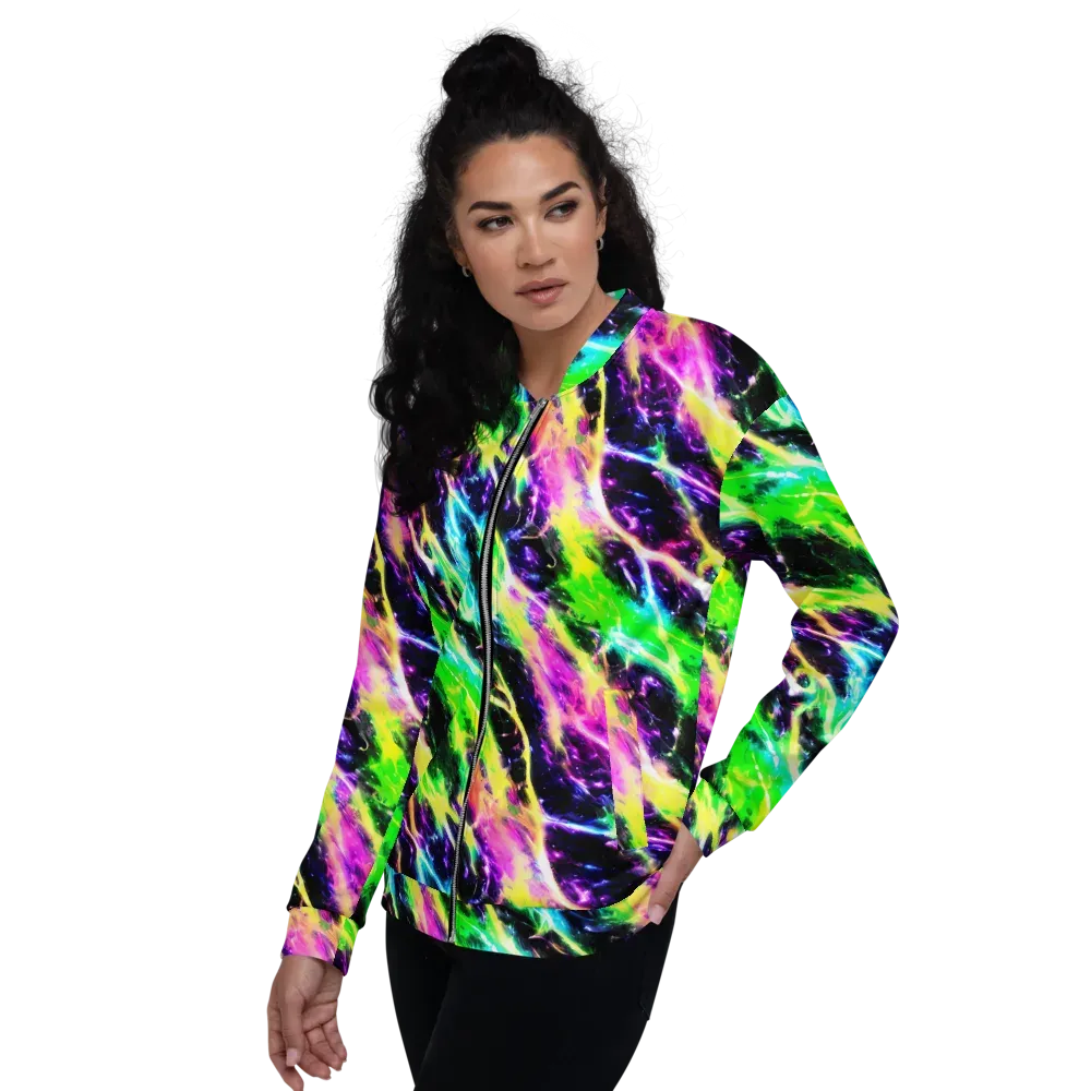 Chromatic Surge on Bomber Jacket — Left