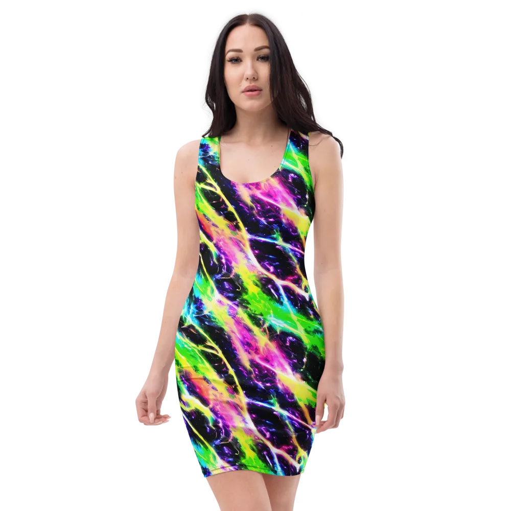Chromatic Surge on Bodycon Dress — Front