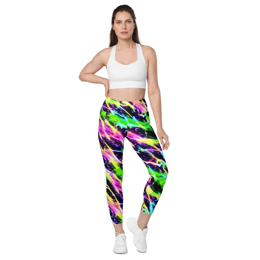 Chromatic Surge on Leggings with Pockets — Front