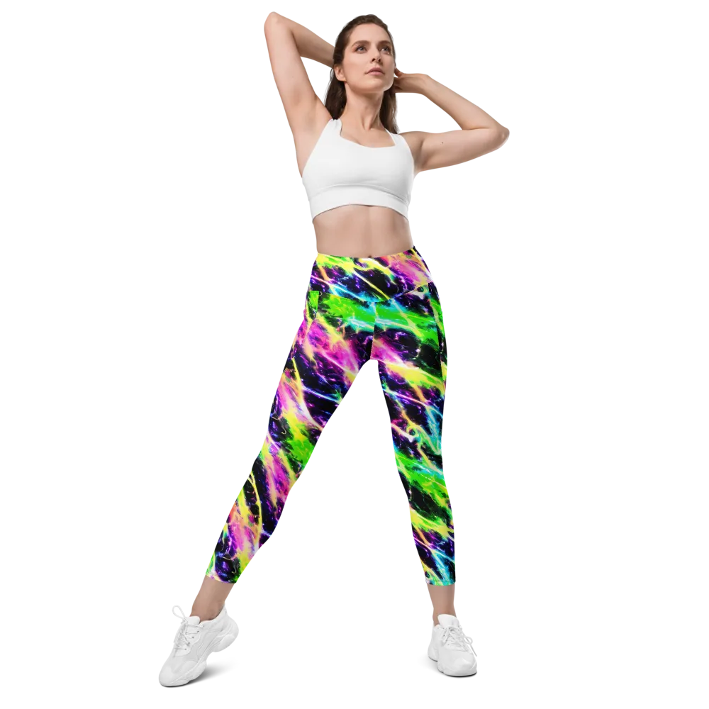 Chromatic Surge on Leggings with Pockets — Front