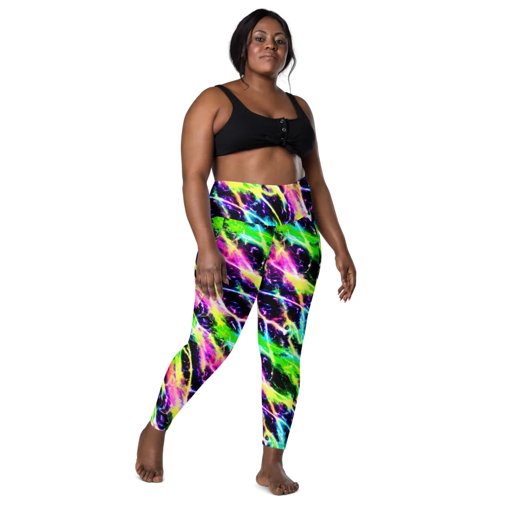Chromatic Surge on Leggings with Pockets — Front