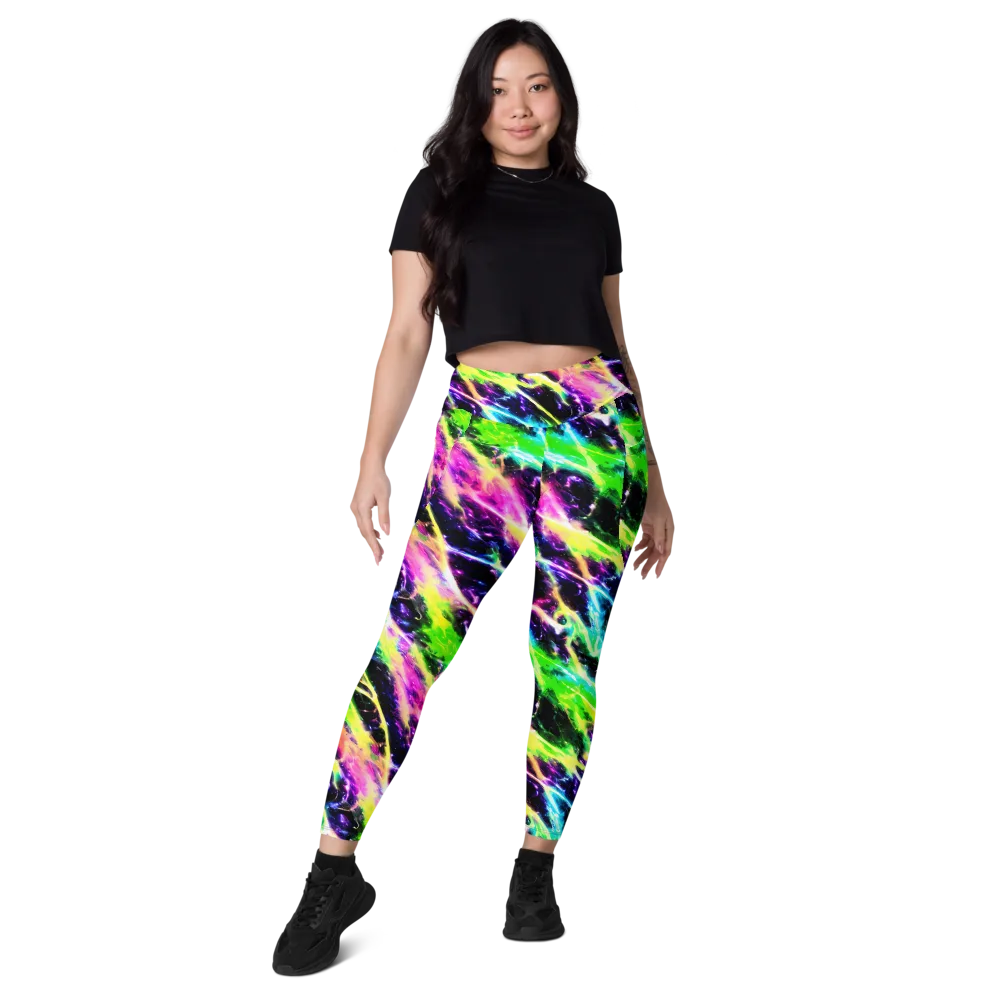 Chromatic Surge on Leggings with Pockets — Front