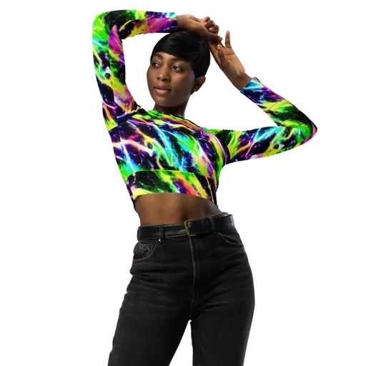 Chromatic Surge on a Long Sleeve Crop Top