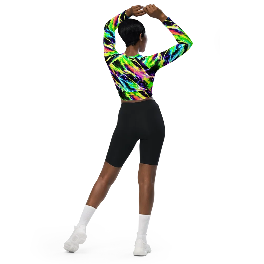 Chromatic Surge on Long Sleeve Crop Top — Back