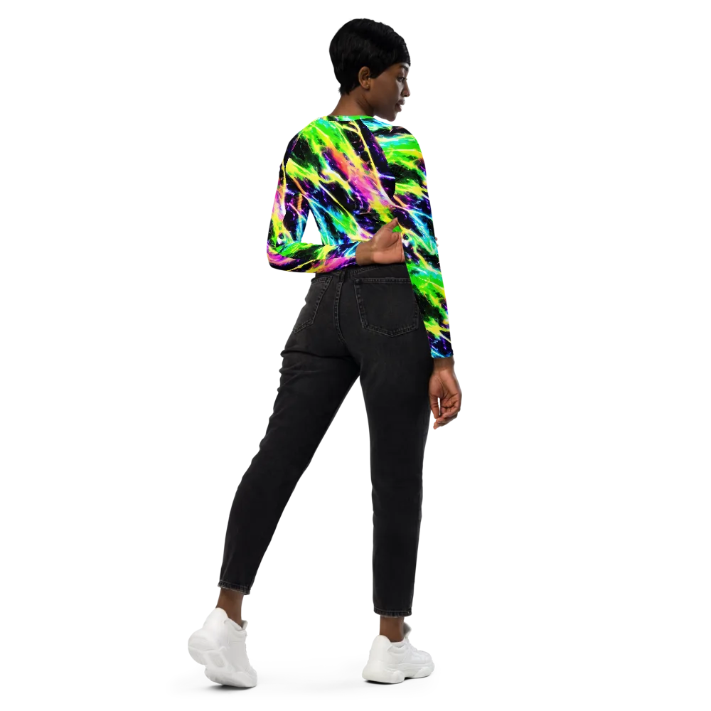 Chromatic Surge on Long Sleeve Crop Top — Right Back
