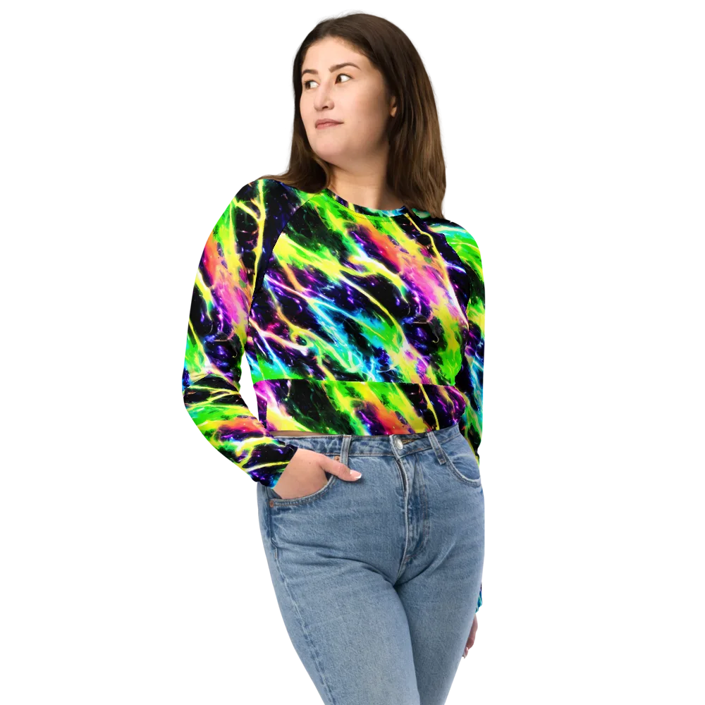 Chromatic Surge on Long Sleeve Crop Top — Front