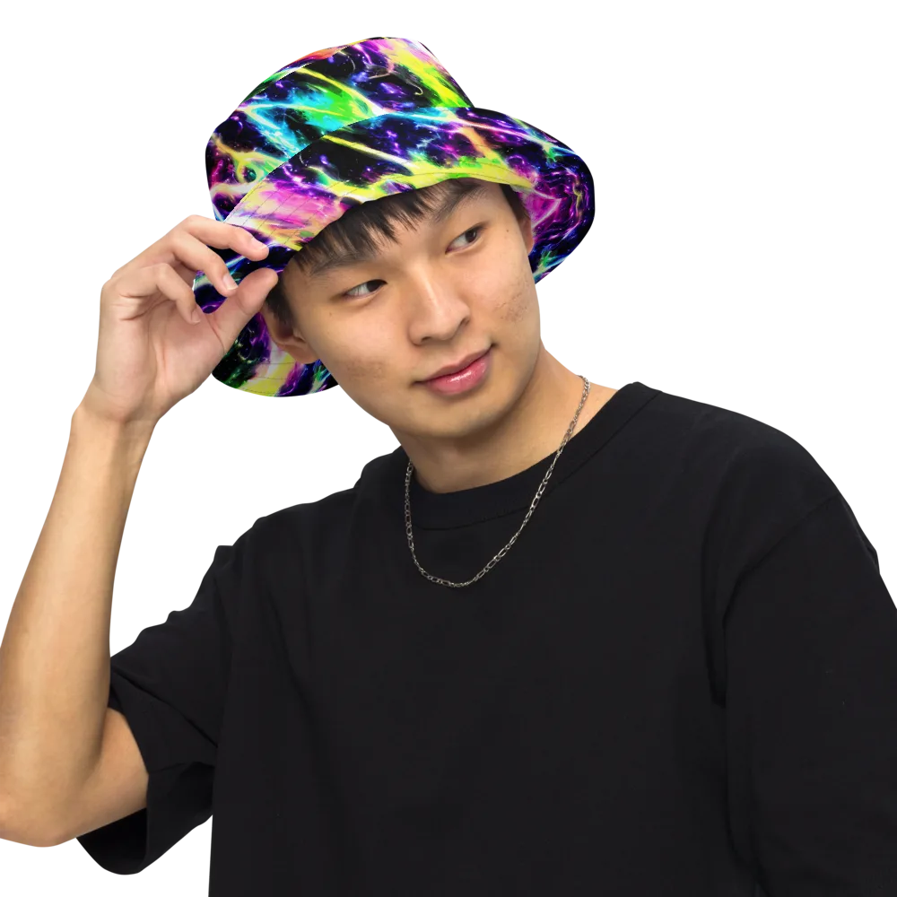 Chromatic Surge on Reversible Bucket Hat — Front Inside
